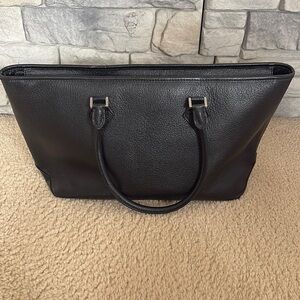 Brooks Brothers Black Leather Tote Bag